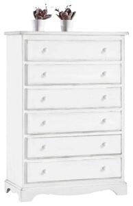 Cassettiera 6 cassetti legno shabby bianco 97x49x140