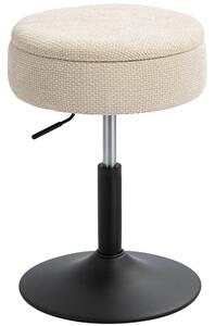 HOMCOM Sgabello da Bar con Contenitore Altezza Regolabile Sgabello da Cucina Rotondo Girevole Rivestito in Chenille Beige | Aosom Italy