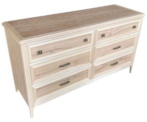 Cassettiera 6 cassetti in legno massello grezzo 150x50x85