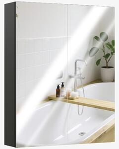 Armadietto a Specchio per Bagno 60x15x75 cm Struttura in MDF Nero