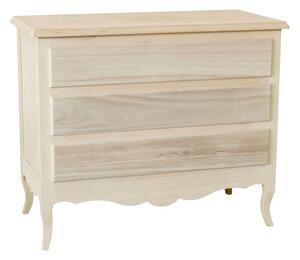 Cassettiera classica 3 cassetti in legno grezzo 107x52x89