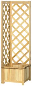 Outsunny Fioriera con Grigliato in Legno Vaso da Esterno per Angolo per Piante Rampicanti 40x40x145 cm Naturale | Aosom Italy