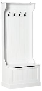 HOMCOM Appendiabiti con Panca Contenitore in MDF, per Casa e Ingresso, Max.100kg - 71.5 x 39.5 x 170cm, Bianco