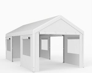 Costway Tettoia metallo pe impermeabile 305x586cm finestre ventilate, Tettoia auto camion fest pareti porte rimovibili avvolgibili
