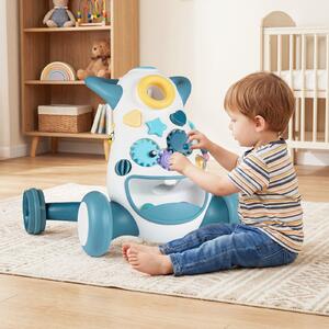 Costway Camminatore montessori musica luci inserimento forme ingranaggi, Camminatore lancio spazio conservazione posteriore bambini Blu