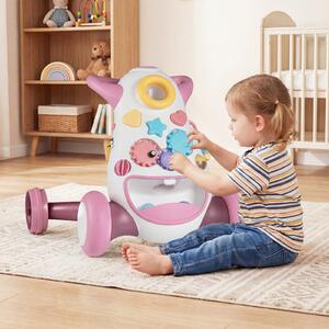 Costway Camminatore montessori musica luci inserimento forme ingranaggi, Camminatore lancio spazio conservazione posteriore bambini Rosa
