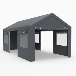 Costway Tettoia auto 305x586 cm finestre ventilate avvolgibili pareti porte, Tettoia metallo pe impermeabile riparo esterno auto camion festa