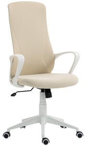 Vinsetto Sedia da Ufficio Girevole Altezza Regolabile con Braccioli Funzione Basculante Schienale Alto 62x56x110-119,5cm Beige | Aosom Italy