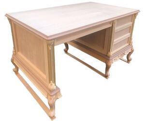 Scrivania 4 cassetti classica barocco legno grezzo 141x89x77