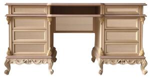 Scrivania toilette 8 cassetti classica barocco legno grezzo 163x45x82