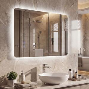 Costway Specchio led bagno rettangolare parete retroilluminato luminosità regolabile touch, Specchio vetro temperato memoria anti-appannamento 70 x 50 cm