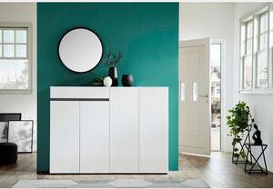 Scarpiera moderna 4 ante 1 cassetto antracite bianco lucido 160,2x34x118.4