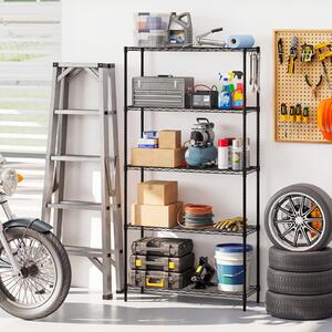 Costway Scaffale metallo 5 ripiani regolabile resistente rete v, Scaffale organizzatore casa cucina garage 565kg 91 x 35 x 182 cm