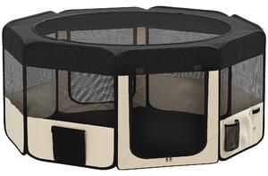 PawHut Parco Pieghevole per Cani e Gatti Recinto Portatile per Piccoli Animali Impermeabile in Tessuto Oxford Ø90x41 cm Nero | Aosom Italy