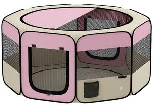 PawHut Recinto Pieghevole per Cani e Gatti, Recinto Portatile per Piccoli Animali Impermeabile in Tessuto Oxford Ø120x58cm Rosa | Aosom Italy