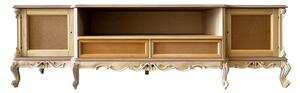 Porta tv 2 ante 2 cassetti classico barocco legno grezzo 258x60x76