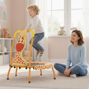 Costway Mini trampolino bambini maniglia schiuma copertura sicurezza imbottita tappeto saltare, Trampolino interno senza spazi bambini 3-6 anni Arancione