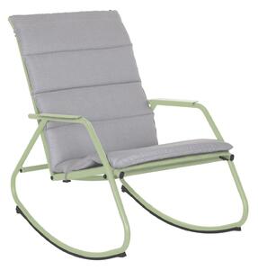 Sedia a dondolo da giardino con cuscino Lyco NATERIAL con braccioli in acciaio, seduta in textilene verde