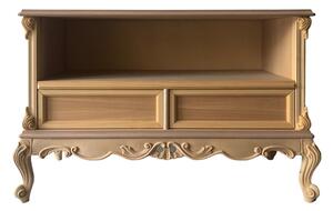 Porta tv 2 cassetti classico barocco legno grezzo 118x46x76