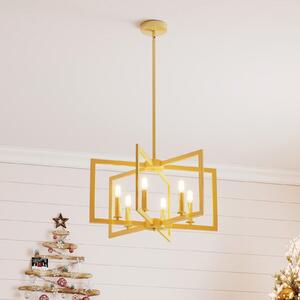 Costway Lampada a sospensione 6 luci farmhouse vari geometrica altezza regolabile, Luce appesa industriale moderno regolabile per soggiorno cucina Bronzo