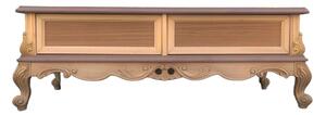 Porta tv 2 cassetti classico barocco legno grezzo 118x46x51