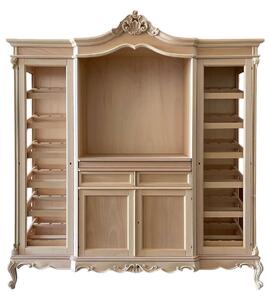 Cantinetta porta bottiglie classica barocco legno grezzo 215x63x236