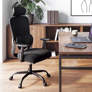 Costway Sedia ufficio ergonomica poggiatesta schienale regolabile supporto lombare, Sedia braccioli girevole lavoro computer casa ufficio studio
