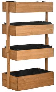 Outsunny Fioriera in Legno a 4 Livelli Fioriera Rialzata Esterna con Fori di Drenaggio 80x45x142 cm Arancione | Aosom Italy
