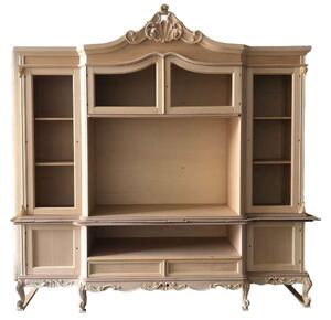 Parete porta tv classica barocco legno grezzo 258x60x255