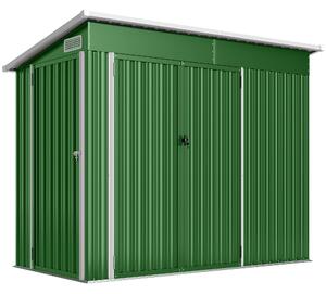 Outsunny Casetta da giardino esterna 2,7 m² 234x132x185 cm con tripla porta, serratura e feritoie di ventilazione, verde | Aosom Italy