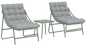Outsunny Set da Giardino 3 Pezzi con 2 Poltrone Lounge, Tavolino e Cuscini per Esterno Patio Balcone Grigio Chiaro | Aosom Italy