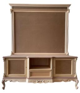 Porta tv con pannello classico barocco legno grezzo 174x60x189