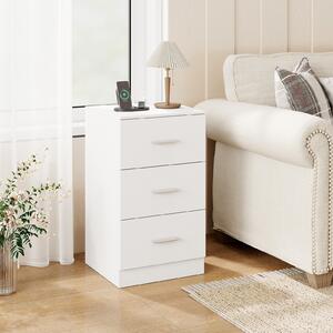 Costway Comodino stazione ricarica moderno 3 cassetti porta usb, Tavolino salotto 2 kit anti-ribaltamento soggiorno camera letto Bianco
