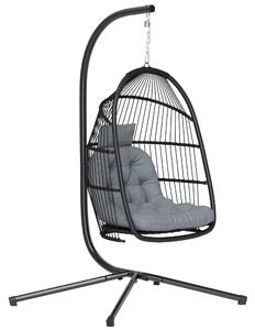 Outsunny Sedia Sospesa a Uovo con Supporto con Cesto Pieghevole Cuscino e Poggiatesta per Interno ed Esterno Carico 150 kg Grigio | Aosom Italy