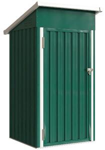 Outsunny Casetta da Giardino Esterna Metallica 0,74 m² 107,5x91x185 cm con Tetto Inclinato Porta con Serratura Ventilazioni Verde | Aosom Italy