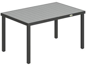 Outsunny Tavolo da Pranzo da Giardino per 6 Persone con Piano a Doghe Struttura in Acciaio 140x90x74 cm Grigio | Aosom Italy