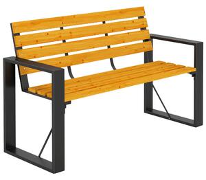 Outsunny Panca da Giardino 2 Posti Impermeabile Panca in Legno con Design a Doghe e Braccioli, Panca fino a 240 kg Legno naturale | Aosom Italy