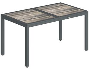 Outsunny Tavolo da giardino per 4 a 6 persone, tavolo da pranzo esterno con piano effetto legno, 140 x 80 x 72 cm, grigio scuro | Aosom Italy