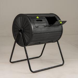 Costway Compostiera esterno 142l doppia camera 2 porte bloccabili rotazione 360°, Compostiera efficiente rifiuti giardino cucina cortile fattoria Nero