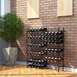 Costway Porta bottiglie metallo stabile 10 ripiani 100 bottiglie espositore vino, Porta bottiglie bar cantina cucina sala pranzo nero 98x25,5x100cm