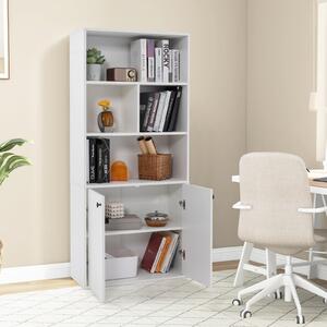 Costway Libreria 5 ripiani doppie porte cubi aperti ripiano regolabile, Libreria esposizione organizer indipendente 155cm