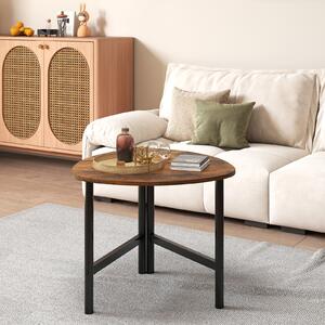 Costway Tavolino triangolare caffè ovale gambe metallo industriale centro, Tavolino cocktail triangolare legno soggiorno spazi ridotti Marrone