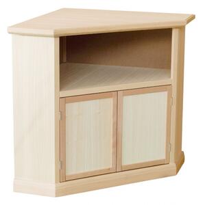 Porta tv ad angolo 2 porte legno grezzo 72x63x80