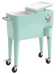 Outsunny Carrello Refrigerato per Bevande 56 L con Ruote Apribottiglie Raccoglitappi e Manico per Giardino Festa 75x35x78 cm Verde Chiaro | Aosom Italy