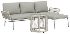 Outsunny Set di mobili da giardino in polyrattan 3 pezzi, set lounge con chaiselongue divano 2 posti tavolo in vetro cuscini sfoderabili | Aosom Italy