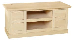 Porta tv 4 cassetti 2 vani a giorno legno grezzo 120x50x53