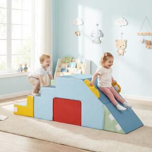 Costway Giochi arrampicata bambini scalatore scivolo scale blocchi morbidi schiuma gattonare, Giochi coperture velluto set tavolo sedia convertibile bambini 12+ mesi