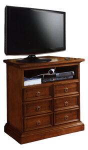 Porta tv classico 6 cassetti 1 vano tinta noce 83x47x84 (715)