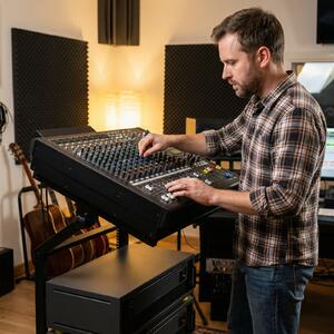Costway Supporto mixer dj 9u audio professionale 2 strati barre regolabili, Supporto ruote bloccabili carrello palco robusto mobile