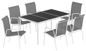 Outsunny Set da Giardino 7 Pezzi: Tavolo Rettangolare e 6 Sedie Impilabili | Aosom Italy